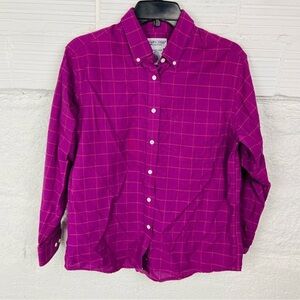 Cabin Creek wrinkle free Purple Checkered Button Down Shirt size 10 petite